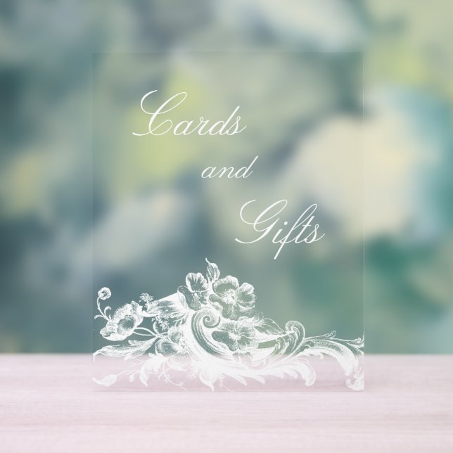 Elegant Classic French Rococo Floral Acrylic Sign (Neutral)