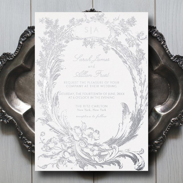 Elegant Classic French Rococo Floral Foil Invitation (Creator Uploaded)