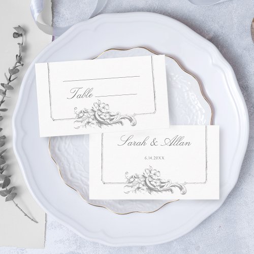 Elegant Classic French Rococo Floral Place Card