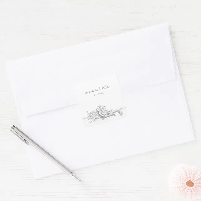 Rococo Flower Sticker Elegant Classic French Rococo Floral Square Sticker | Zazzle