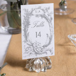 Elegant Classic French Rococo Floral Table Number<br><div class="desc">This classic suite of historic decorative designs is inspired by the 18th century etchings of French court painter Alexis Peyrotte,  featuring light gray on white acanthus leaves,  ornate scrolls,  flowers and leaves. This collection is the perfect complement to an elegant,  formal and romantic wedding.</div>