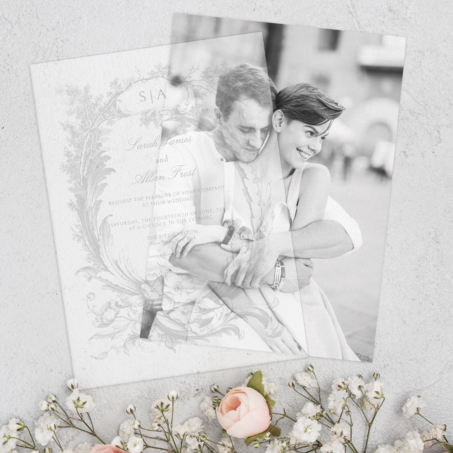 Elegant Classic French Rococo Floral Vellum Invitations (Creator Uploaded)