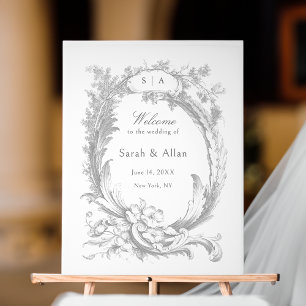 Elegant Classic French Rococo Floral Welcome Acrylic Sign