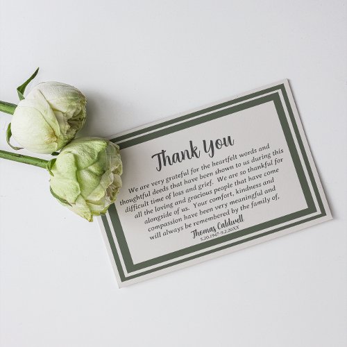 Elegant Classic Funeral Thank You Card