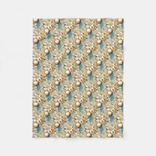 Elegant classic gold blue luxury Christmas bouquet Fleece Blanket