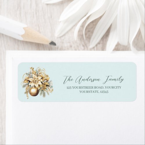 Elegant classic gold blue luxury Christmas bouquet Label