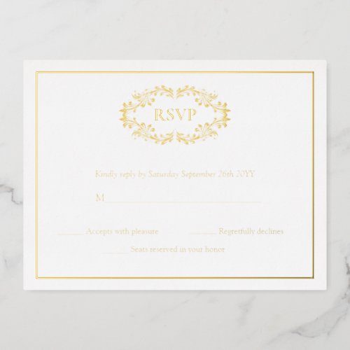 Elegant Classic Gold Crest Monogram RSVP Cards