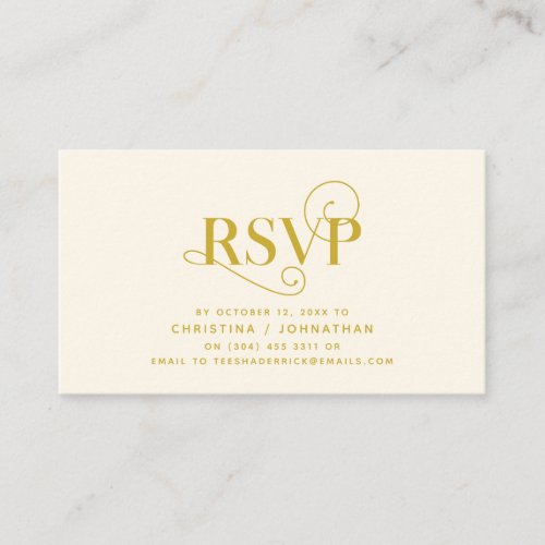 Elegant Classic Gold font RSVP respond Enclosure Card