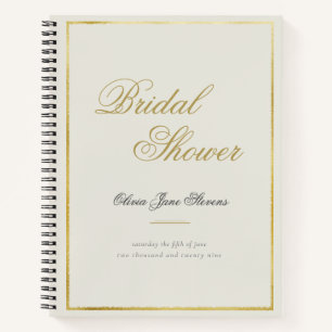 Elegant Classic Gold Frame Bridal Shower Gift List Notebook
