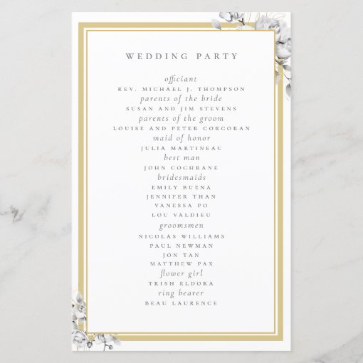 Elegant Classic Gold Frame Floral Wedding Program | Zazzle