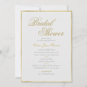 Elegant Classic Gold Frame Ivory Bridal Shower Invitation