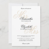 Elegant classic gold glitter lesbian wedding invitation (Front)