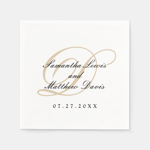 Elegant Classic Gold Monogram Wedding Napkins