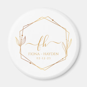 Elegant Classic Gold Monogrammed Initial Wedding Magnet