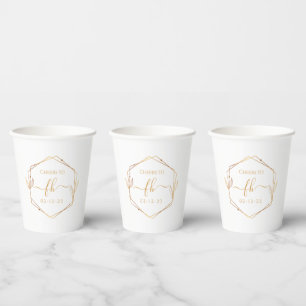 Elegant Classic Gold Monogrammed Initial Wedding Paper Cups