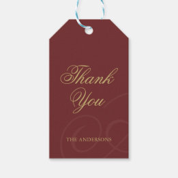 Elegant Classic Gold Script Burgundy Christmas  Gift Tags