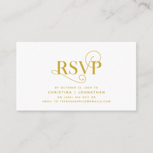 Elegant Classic Gold Script RSVP respond Enclosure Card