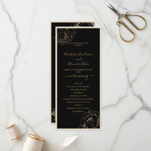 Elegant Classic Gold Wedding Program card