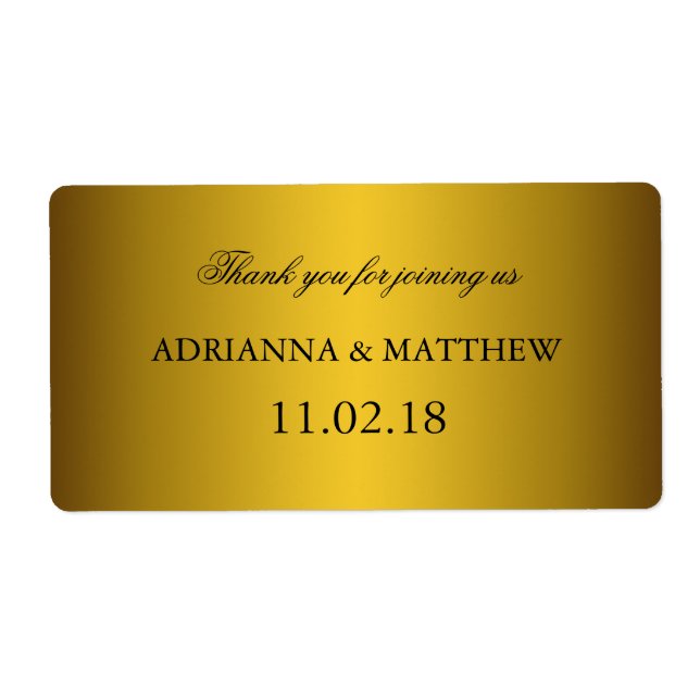 Elegant Classic Gold Wedding Wine Labels2 Label (Front)
