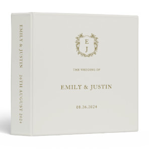 Elegant Classic Golden Monogram Wedding Album 3 Ring Binder
