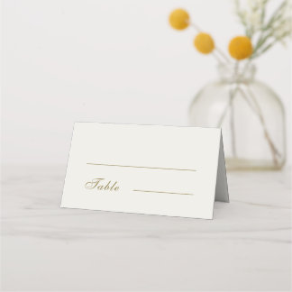 Elegant Classic Golden Monogram Wedding Folded Place Card