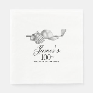 Elegant Classic Golf 100th Birthday Party Custom Napkins