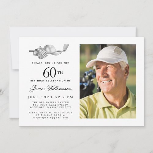 Elegant Classic Golf 60th Birthday Party Photo Invitation