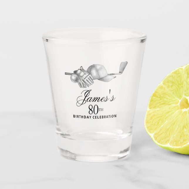 Elegant Classic Golf 80th Birthday Party Custom Shot Glass (Front)