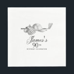 Elegant Classic Golf 90th Birthday Party Custom Napkins<br><div class="desc">Elegant black and white custom birthday napkins for a golfer. The top of is decorated with golf accessories - a golf club, golf ball, hat and gloves. The watercolor design creates a traditional and classic aesthetic. Perfect for a birthday bash at the club or a backyard BBQ. All of the...</div>