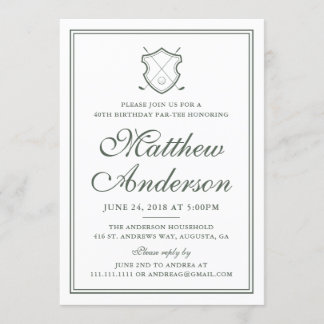 Elegant Classic Golf Birthday Party Invitation
