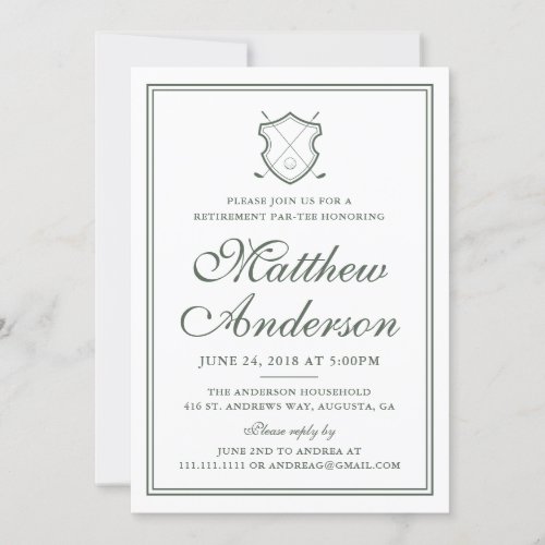 Elegant Classic Golf Retirement Party Invitation