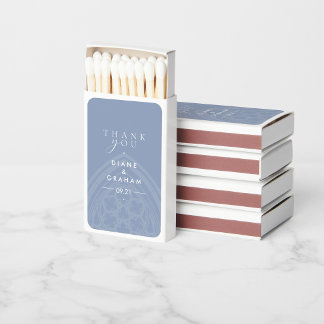 Elegant Classic Gothic Castle Dusty Blue Wedding Matchboxes