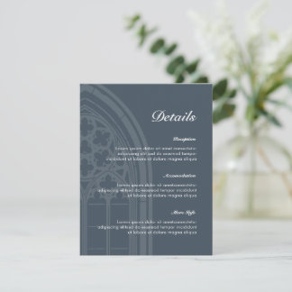 Elegant Classic Gothic Luxe Green Wedding Details Enclosure Card