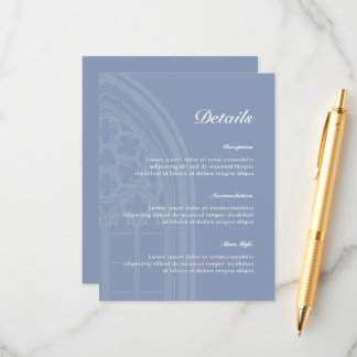 Elegant Classic Gothic Ornate Blue Wedding Details Enclosure Card