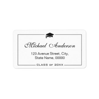 Elegant Classic Graduation Cap Grad Graduate Label