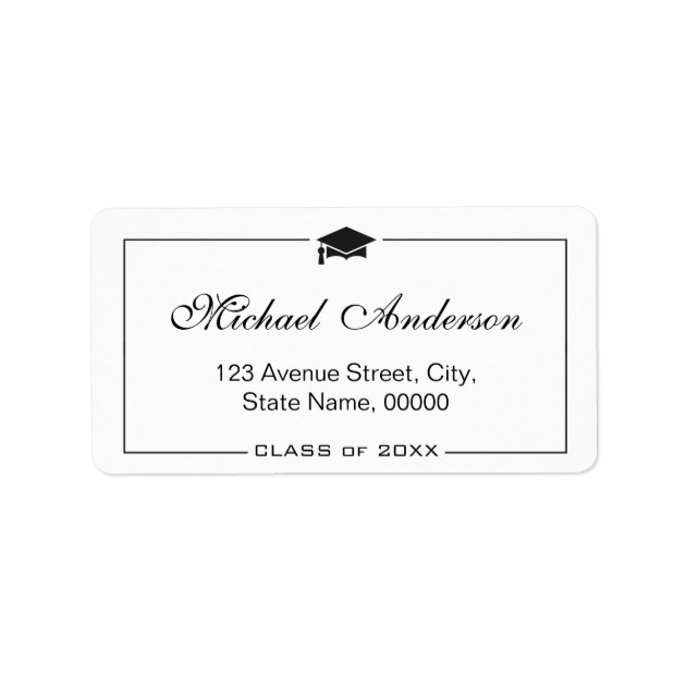 Elegant Classic Graduation Cap Grad Graduate Label