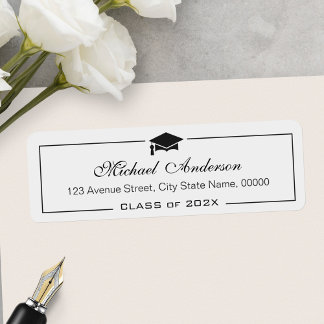 Elegant Classic Graduation Cap Grad Graduate Label
