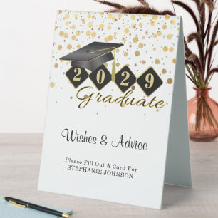Elegant Classic Graduation Party Black & Gold Table Tent