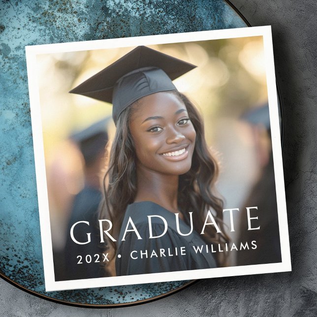 Elegant classic graduation photo graduate napkins (Elegant classic graduation photo graduate napkins)