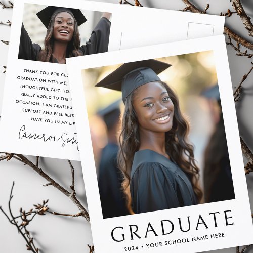 Elegant classic graduation year photo graduate postcard