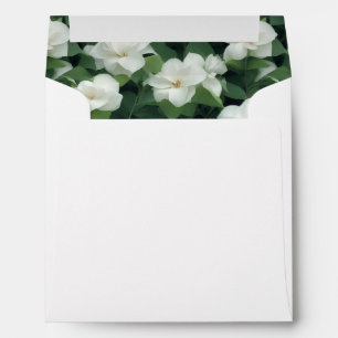 Elegant classic green botanical white floral envelope