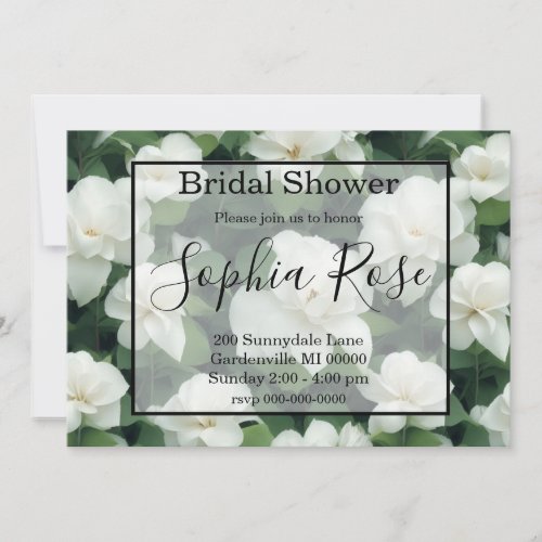 Elegant classic green botanical white floral invitation