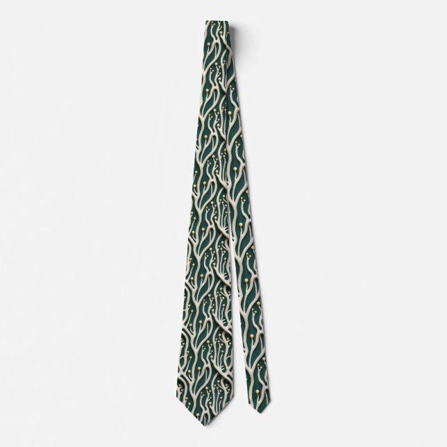 Elegant classic green floral pattern neck tie (Front)