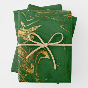 Elegant classic green & gold marble look   wrapping paper sheets