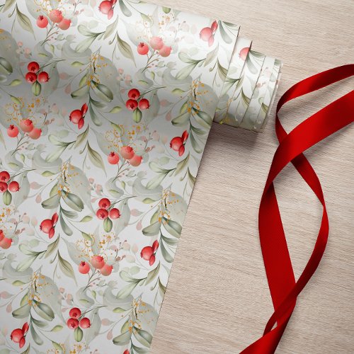 Elegant Classic Greenery and Berries Christmas  Wrapping Paper