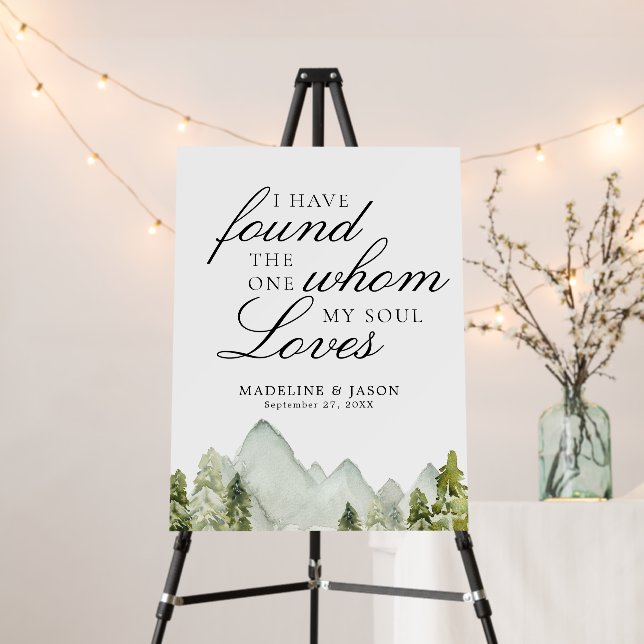 Elegant Classic Greenery Forest Mountains Wedding Foam Board (In Situ (Stand))