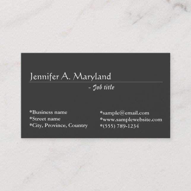 Elegant, classic grey business cards (Front)