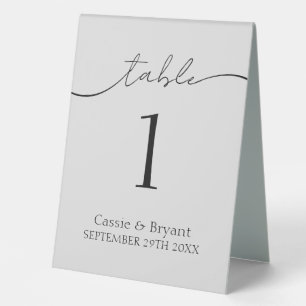 Elegant Classic Grey Wedding Table Number Tent