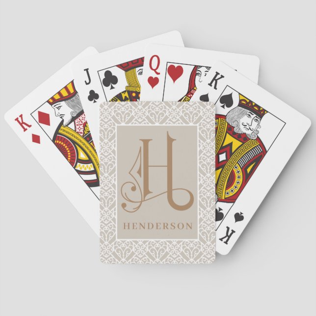 Elegant Classic  H Monogram, Personalize P Poker Cards (Back)