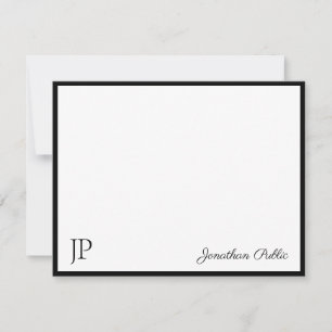Elegant Classic Handwritten Script Text Monogram Note Card